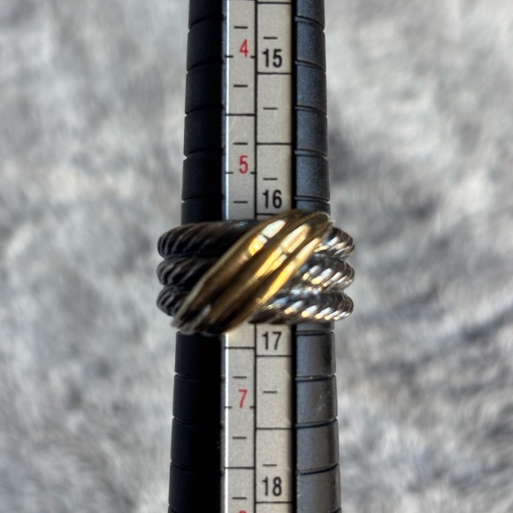 David Yurman Crossover Wave Ring Silver/Gold - Picture 2 of 8